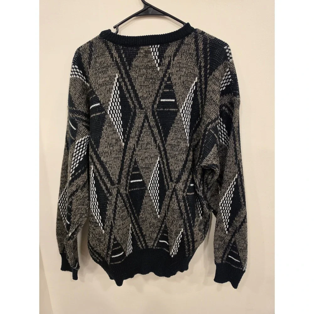 Vintage Sasson Geometric Knit Sweater Men's Large Streetwear Coogi Style Dadcore - Picture 3 of 3
